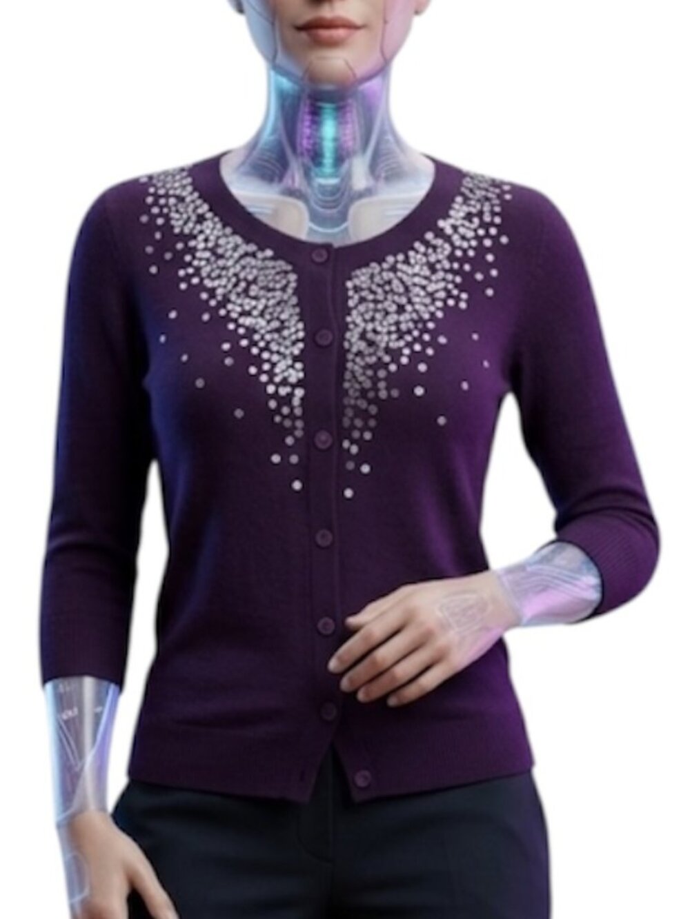 Merona Cardigan Sweater Women's Size XS Purple delicate sequin embellishments